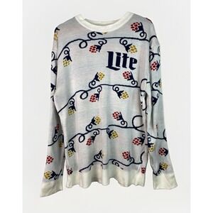 Coors Lite Beer Men's XL Holiday Christmas Light Crew Neck Pullover Sweater